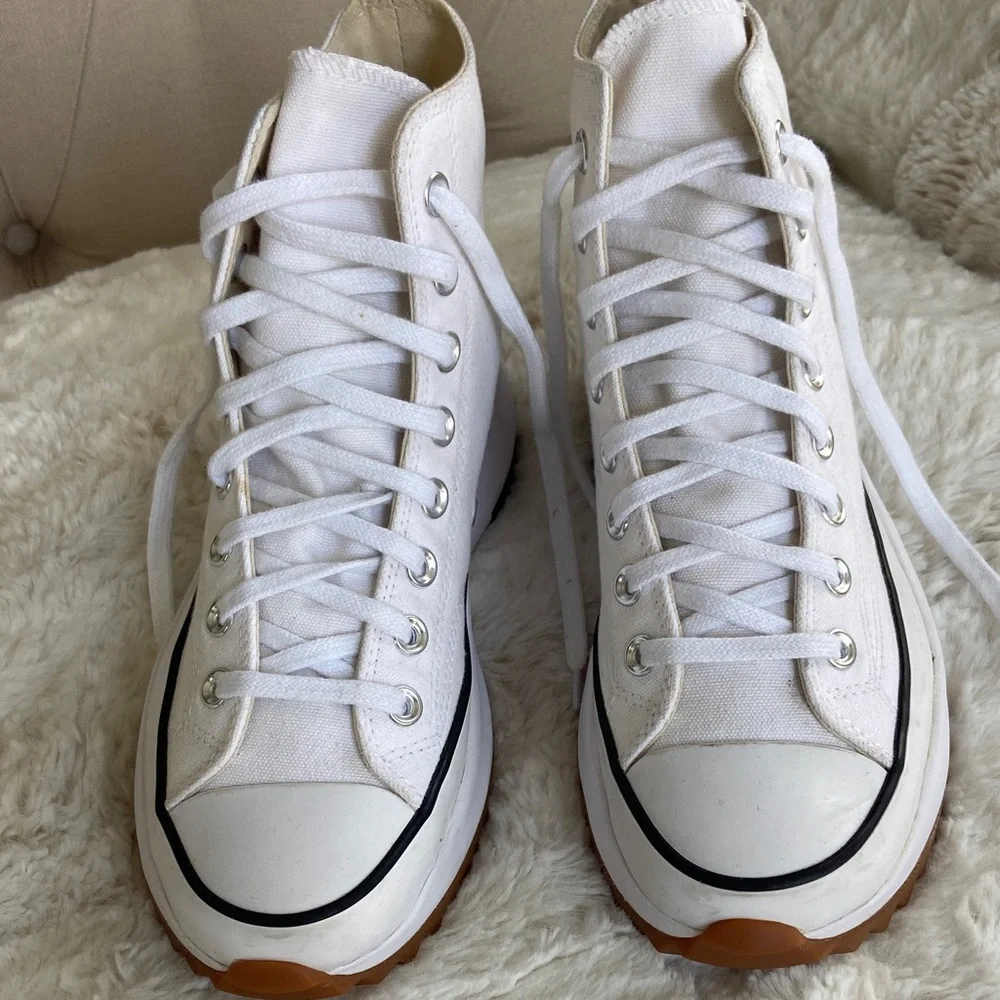 Converse White High-Top Platform Chuck Taylor Sneakers with Gum Outsole - Picture 8 of 11